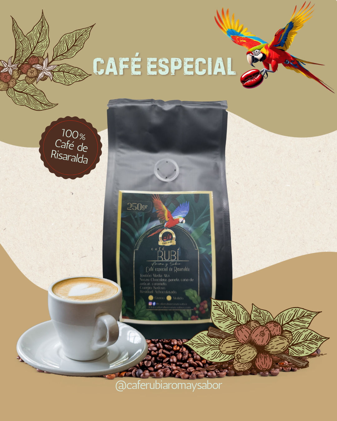 Café especial en granos 250 gr.