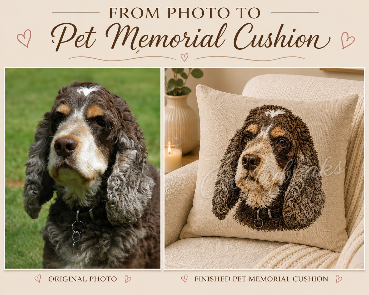 Personalised Pet Memorial Cushions, Dog, Cat, Bird, Horse.