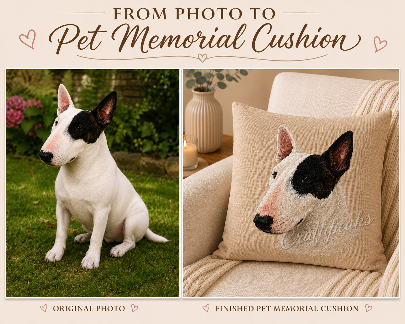 Personalised Pet Memorial Cushions, Dog, Cat, Bird, Horse.