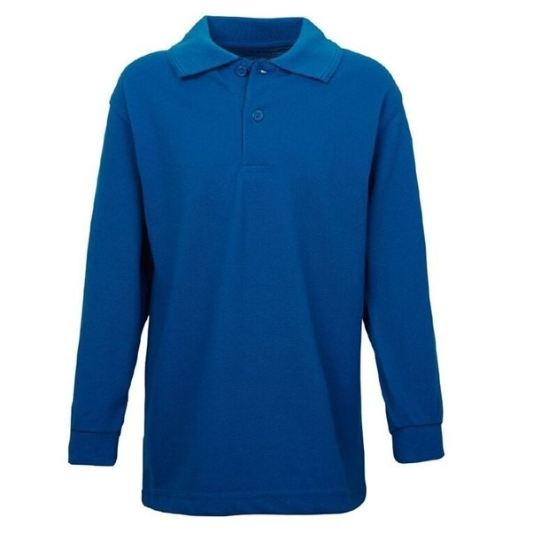 Blue long-sleeve polo shirt