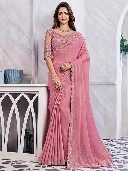 Blush Elegance – The Rose Pink Party Saree