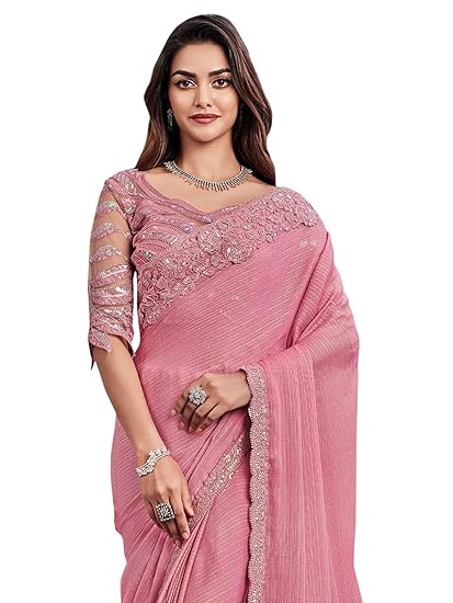 Blush Elegance – The Rose Pink Party Saree