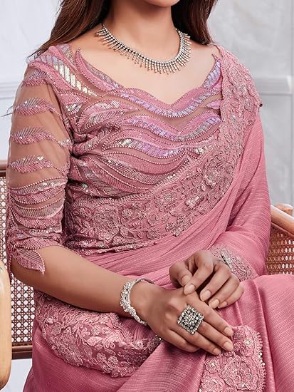 Blush Elegance – The Rose Pink Party Saree