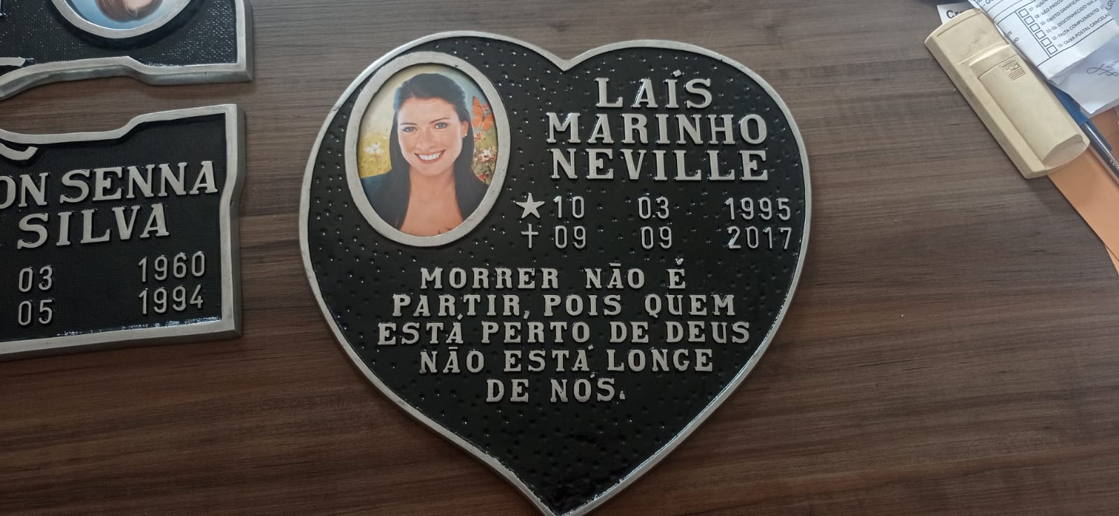 Placa Coração com foto em porcelana 