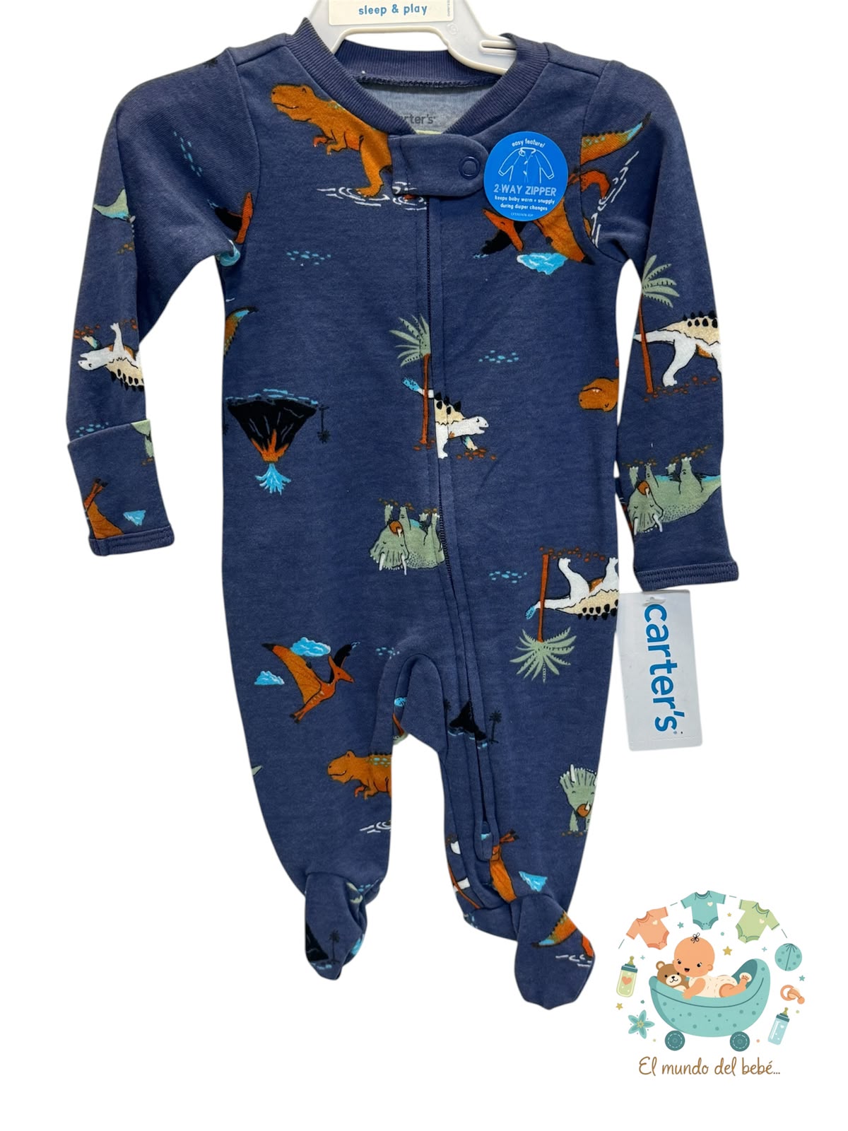 Mameluco azul con dinosaurios carters 