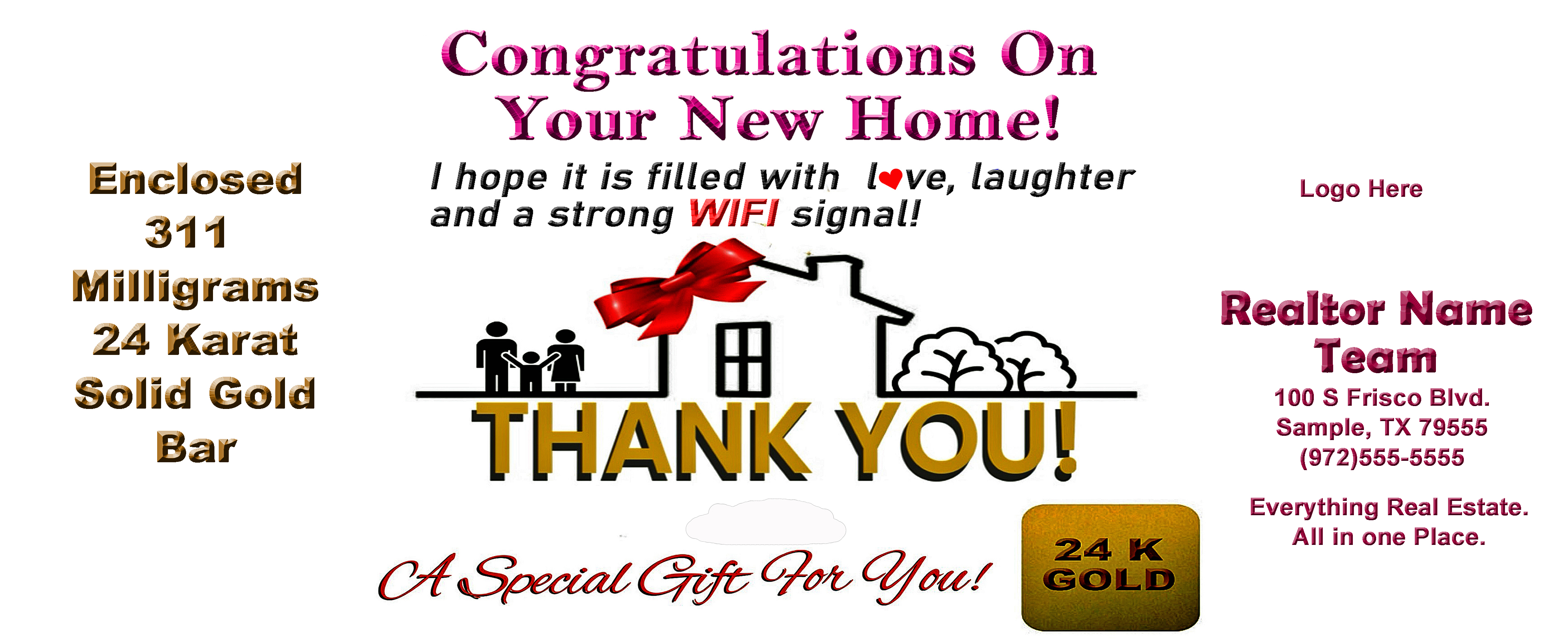 24 Karat Gold Bar 311mg Pure Gold Bar Customized with your information