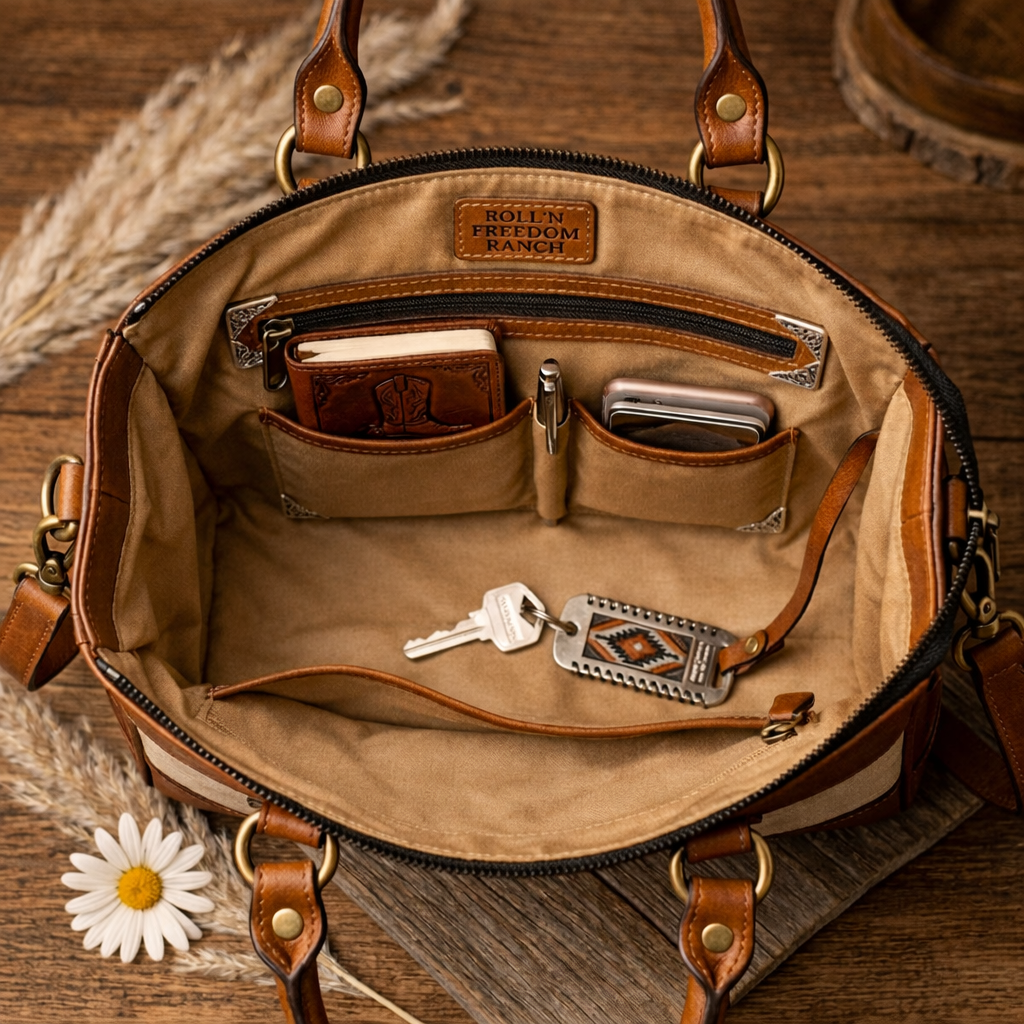 Classic Two-Tone Leather Handbag