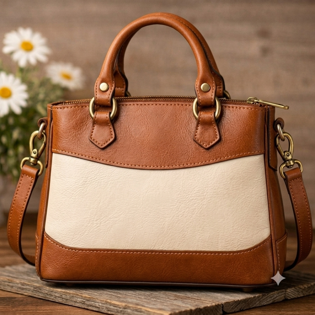 Classic Two-Tone Leather Handbag