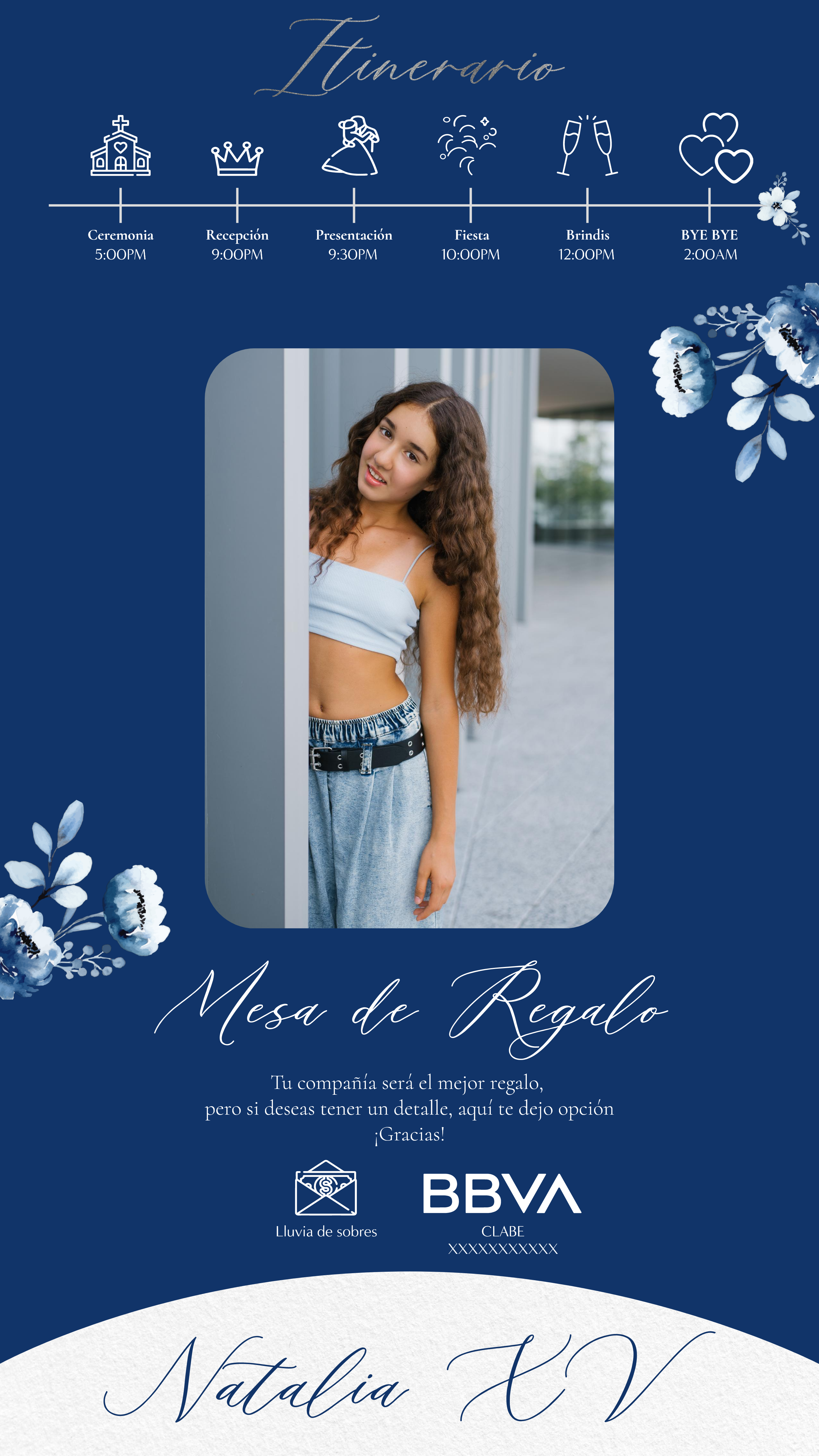 Flores Acuarela Azul Rey MOD.1