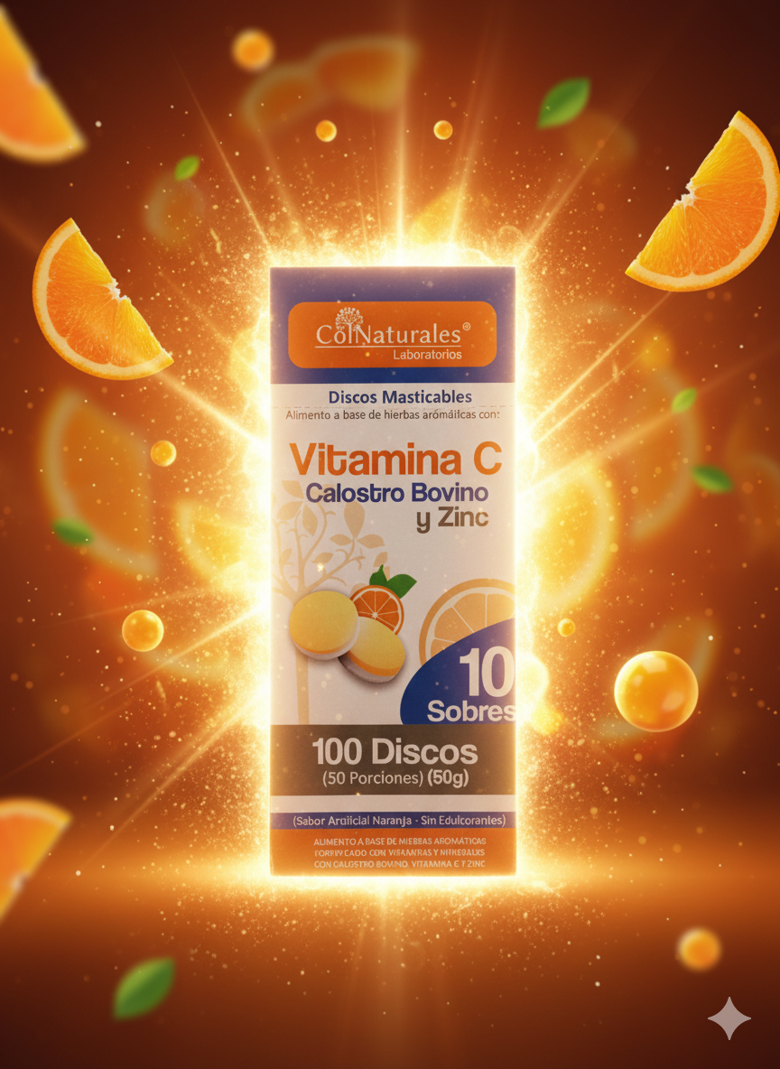 Vitamina C Calostro Bovino y Zinc 100 Discos