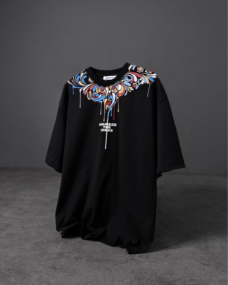Black Oversized T-Shirt with Artistic Print