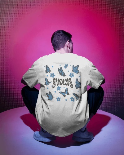 Blue Butterfly Graphic T-Shirt