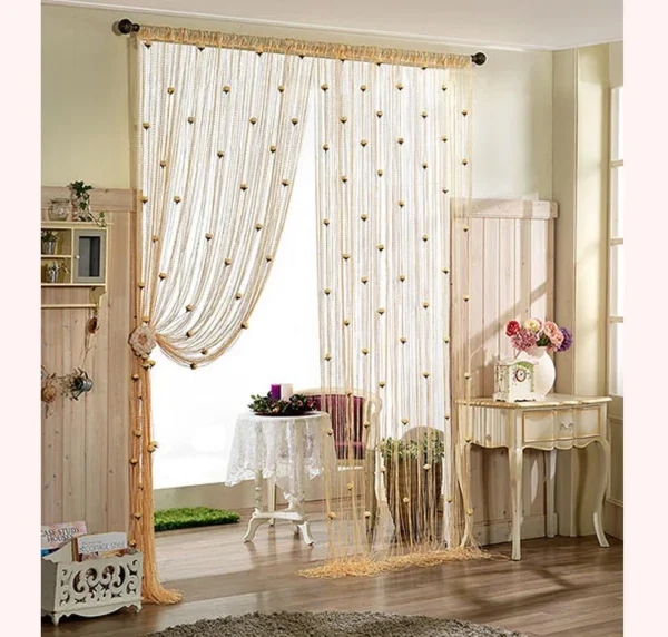 Purple (বেগুনি) String Curtain with Hanging Rose Tasselsh
