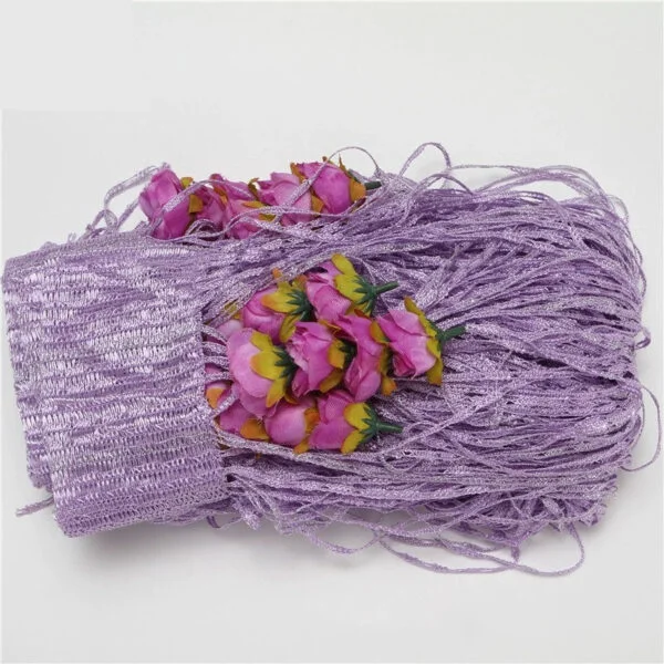 Purple (বেগুনি) String Curtain with Hanging Rose Tasselsh