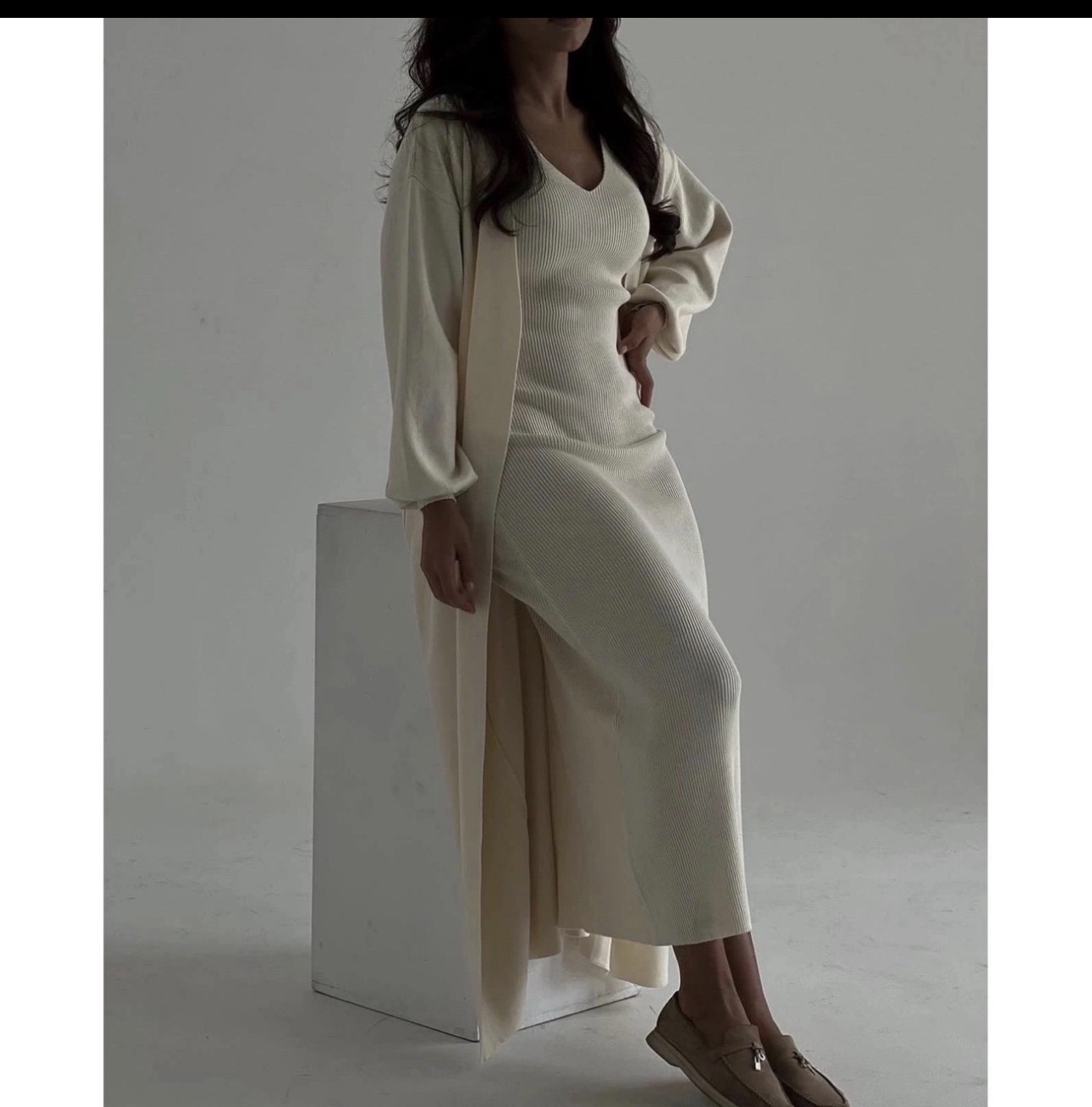 Robe longue tricotée