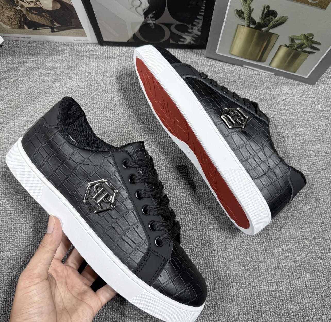 Baskets en cuir noir