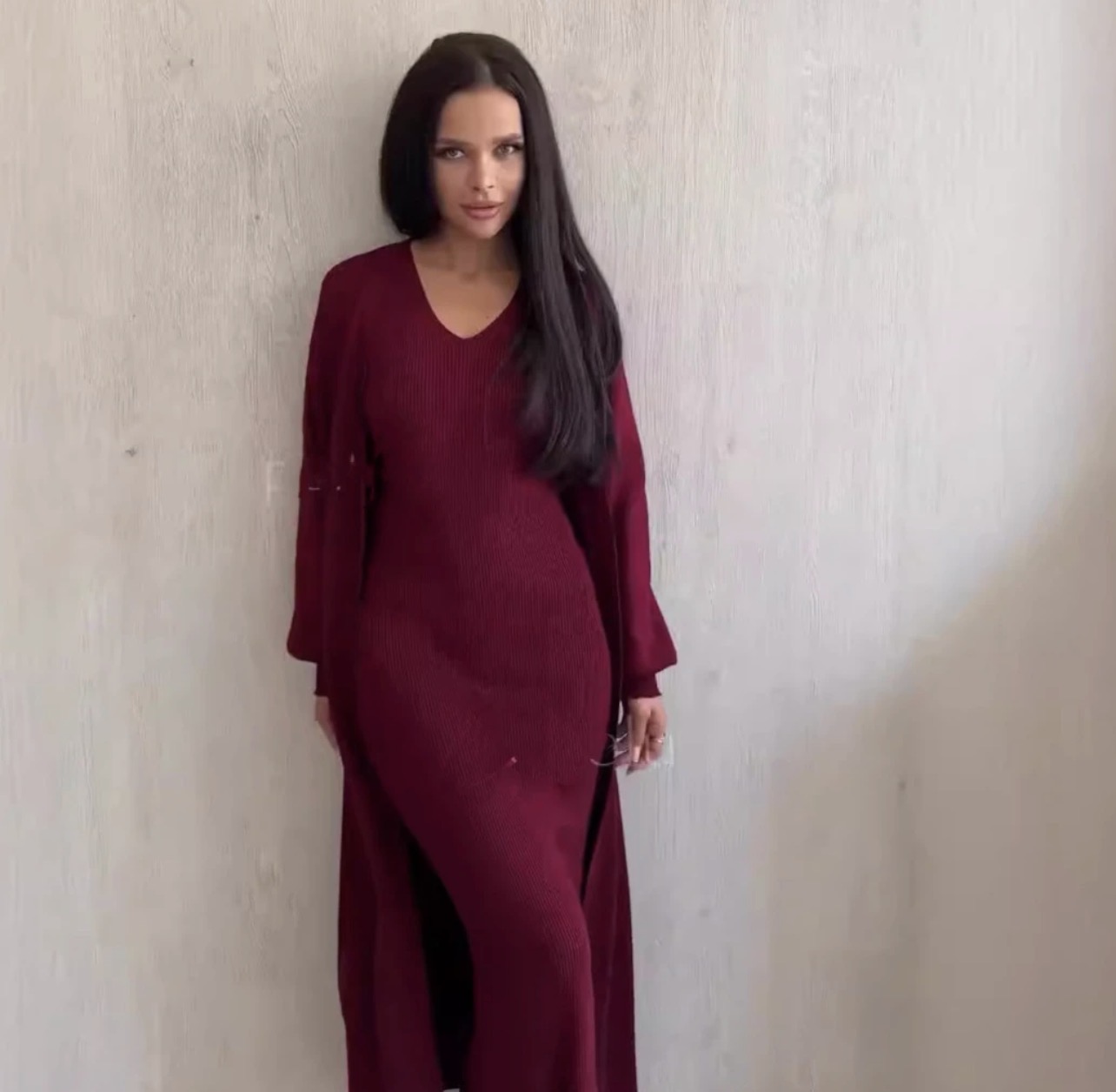 Robe longue tricotée 