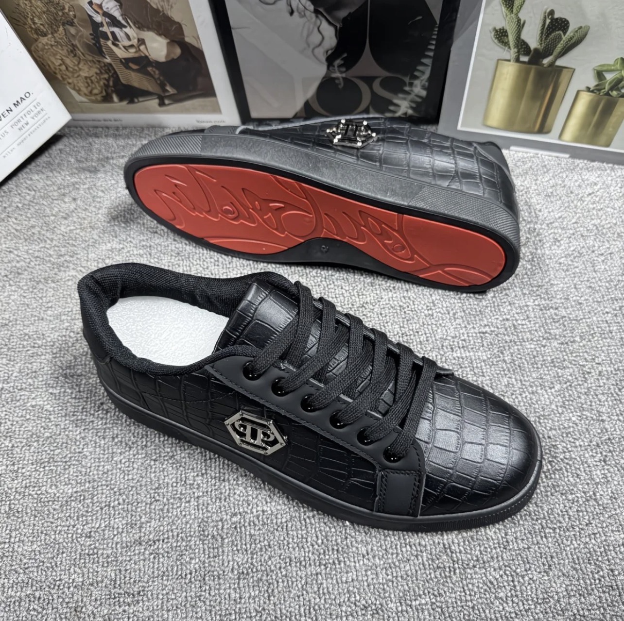 Baskets en cuir noir