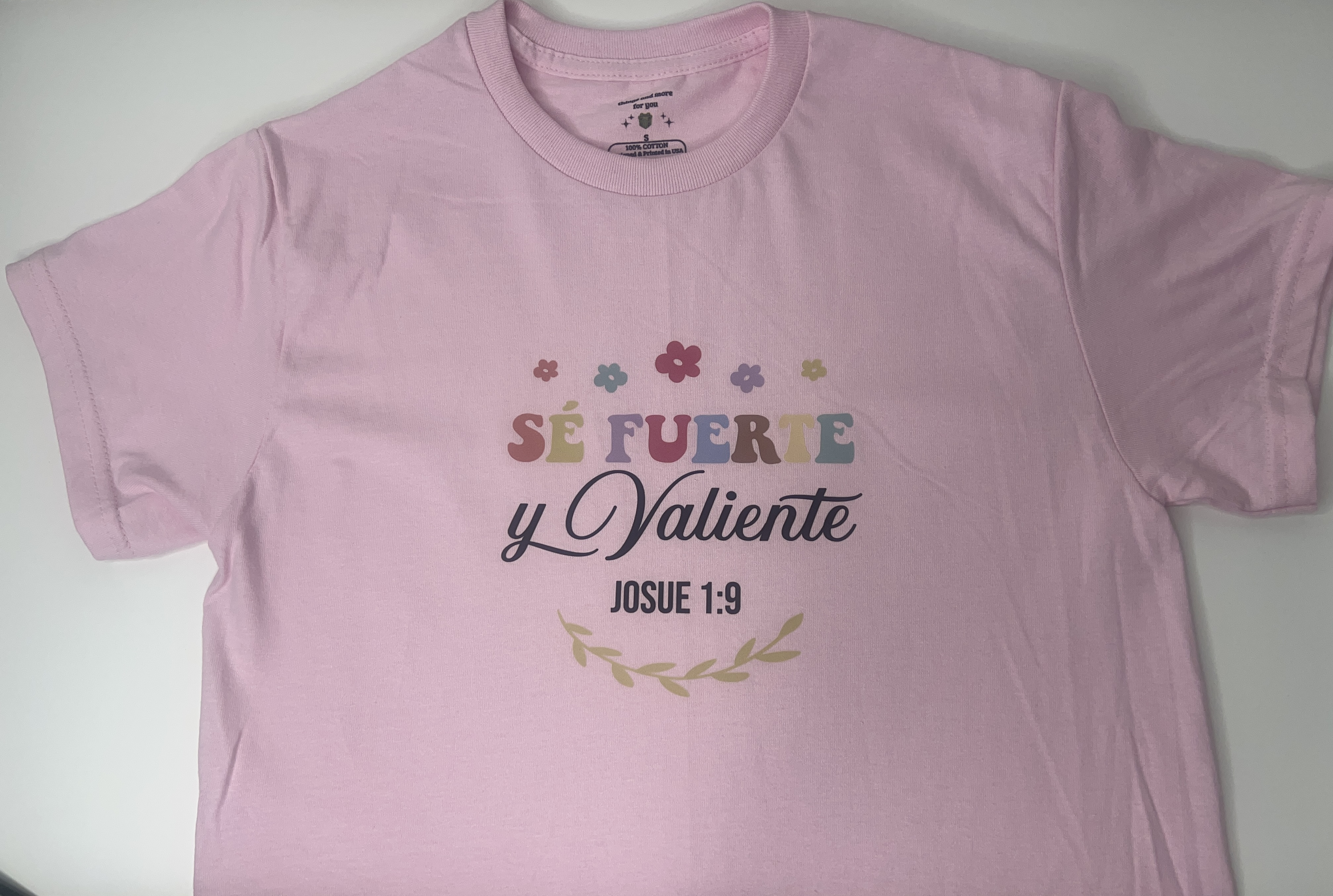 Camiseta Cristiana Fuerte y Valiente Talla -S