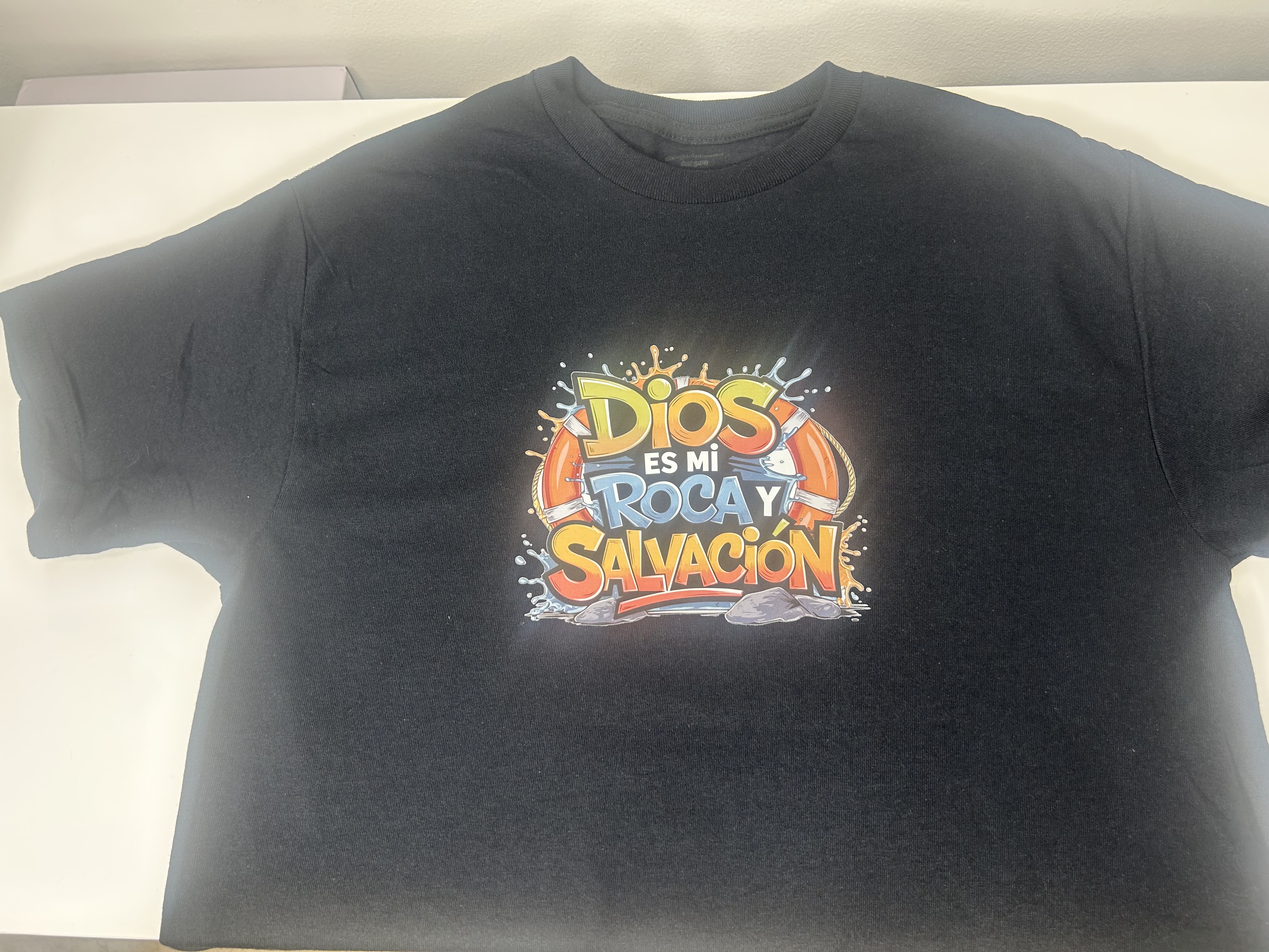 Christian T-shirt “God Is My Rock and My Salvation” – Size M, Black