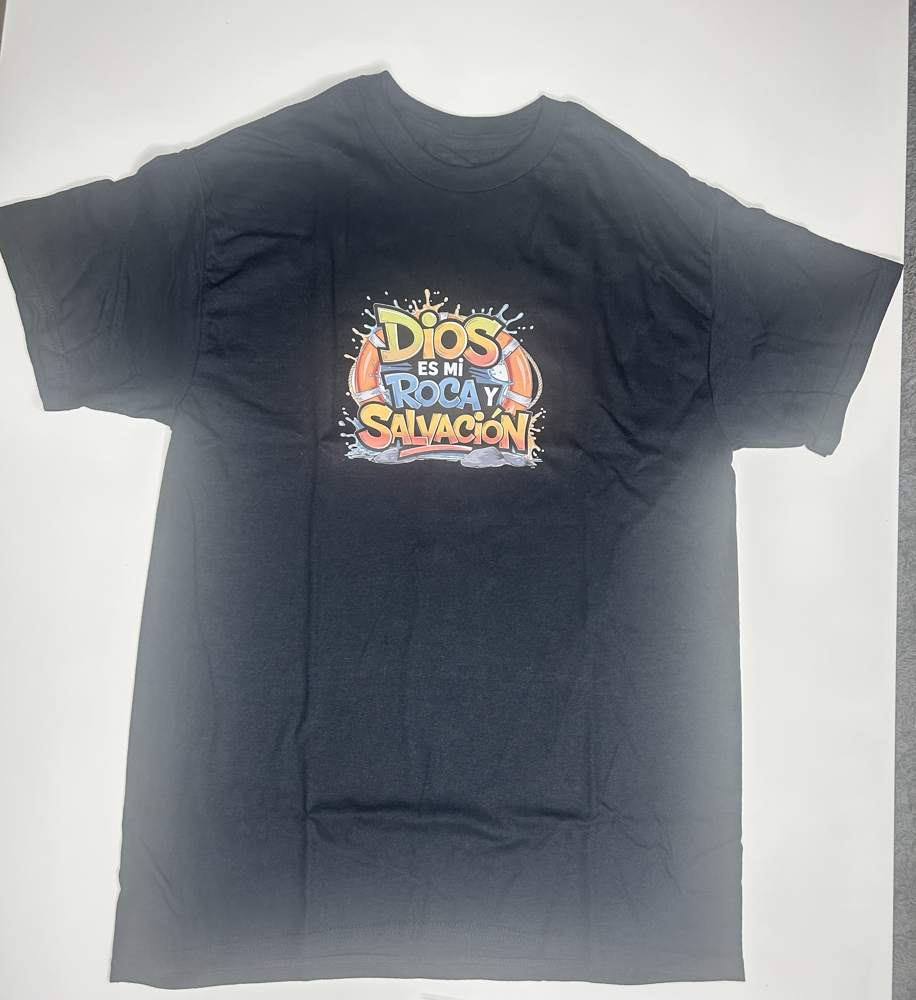 Christian T-shirt “God Is My Rock and My Salvation” – Size M, Black