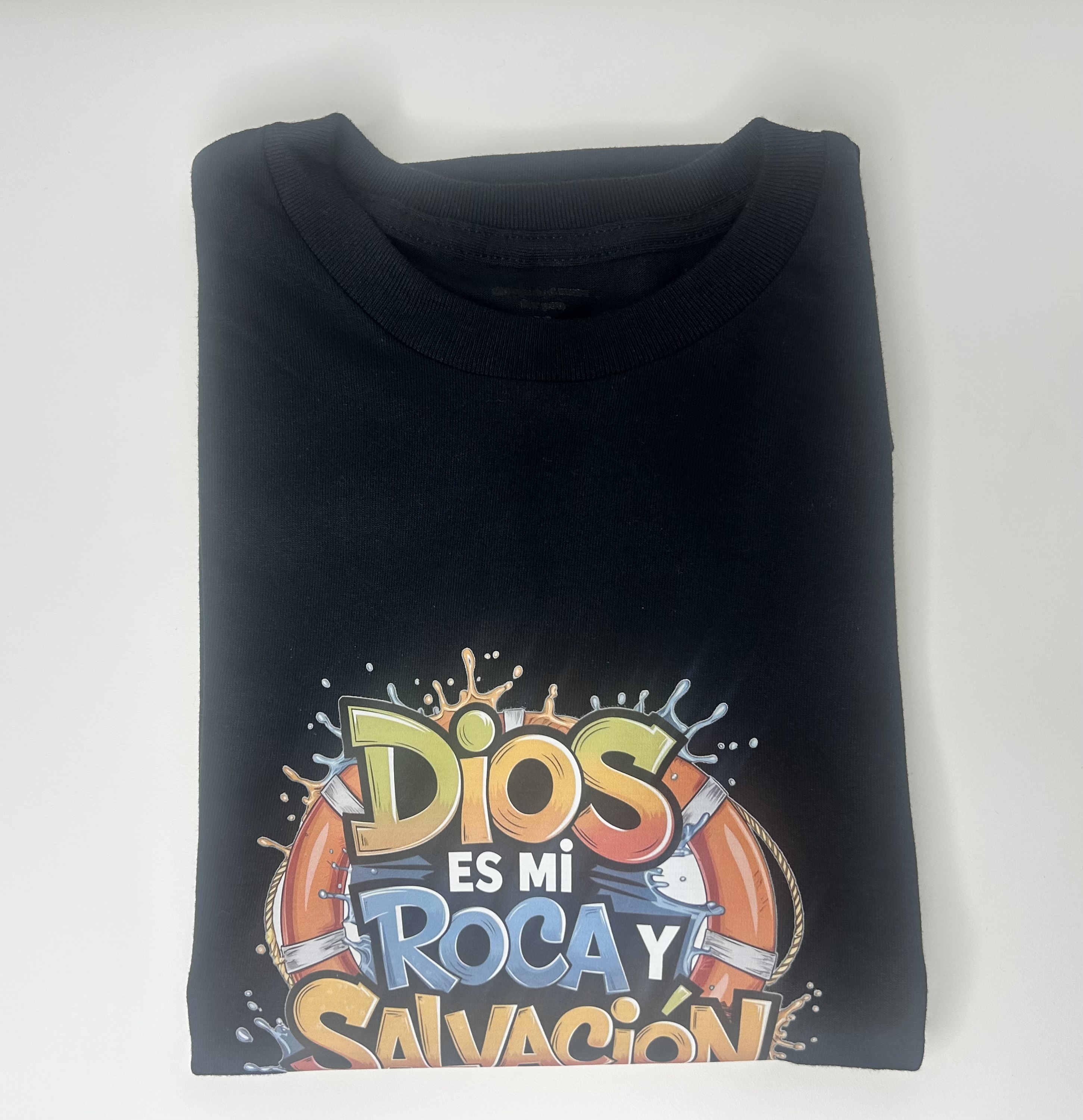 Christian T-shirt “God Is My Rock and My Salvation” – Size M, Black