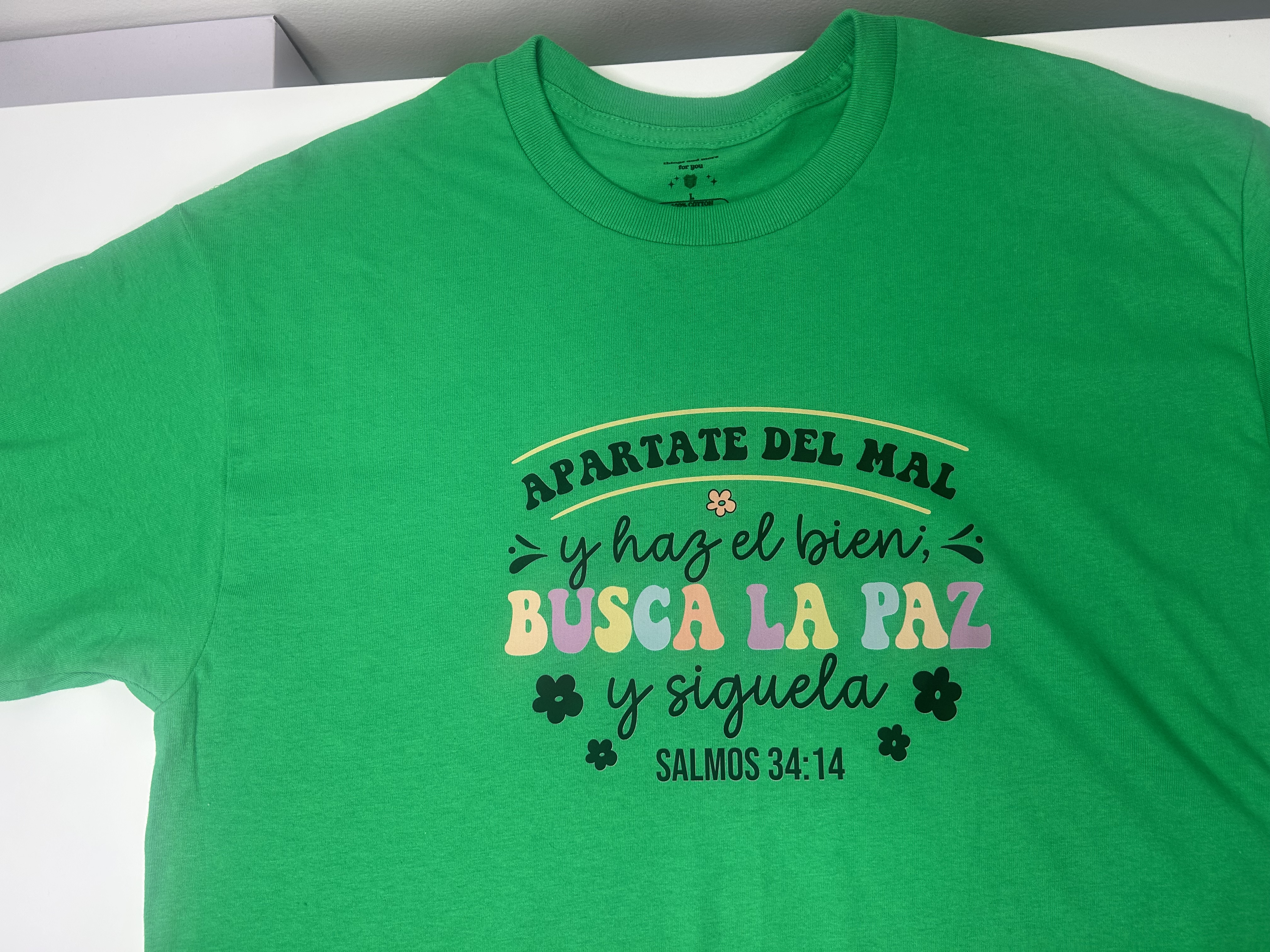 Christian T-shirt “Psalm 34:14” – Seek Peace and Pursue It size - L 