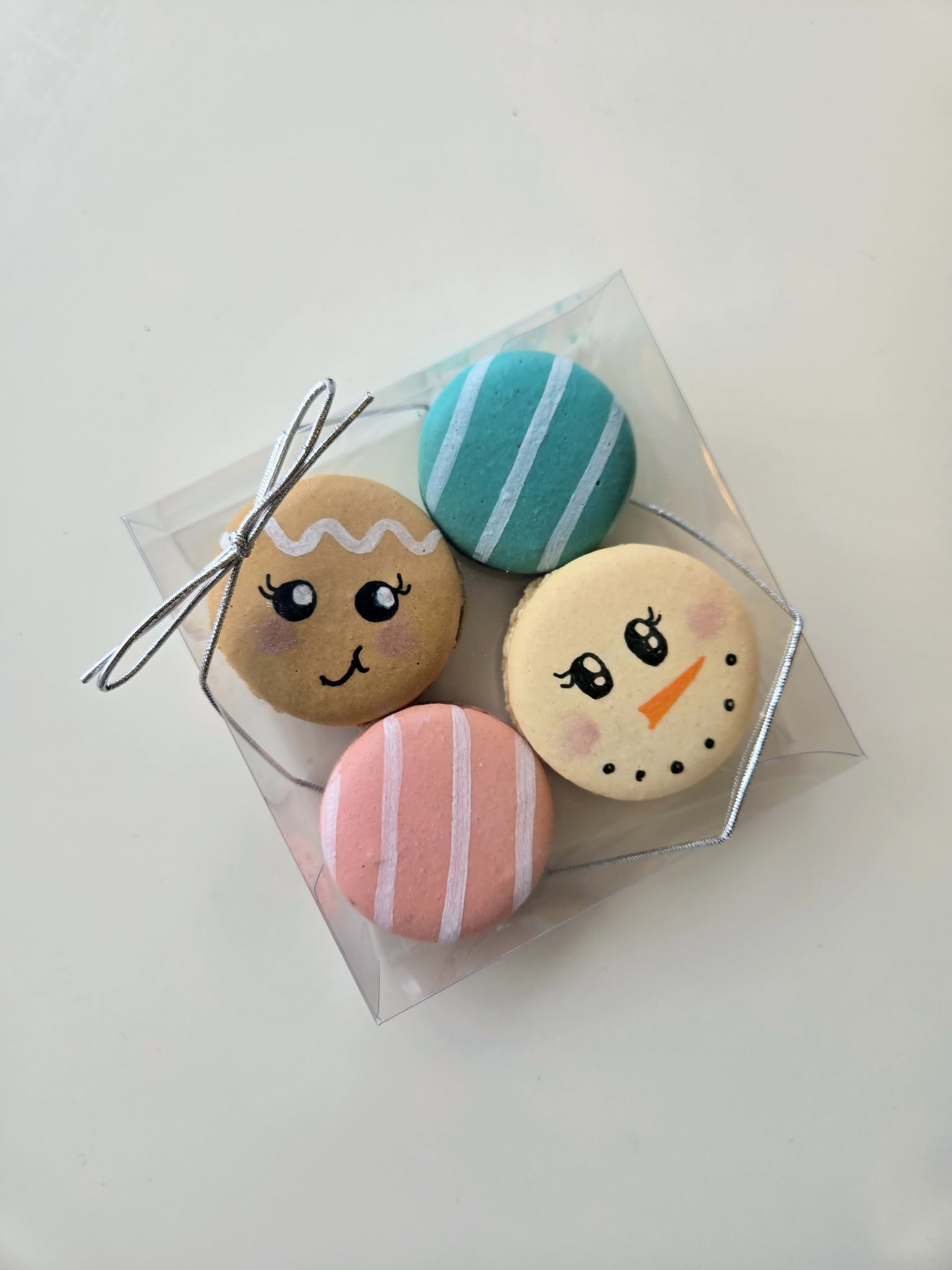 Pink Christmas Character Macarons