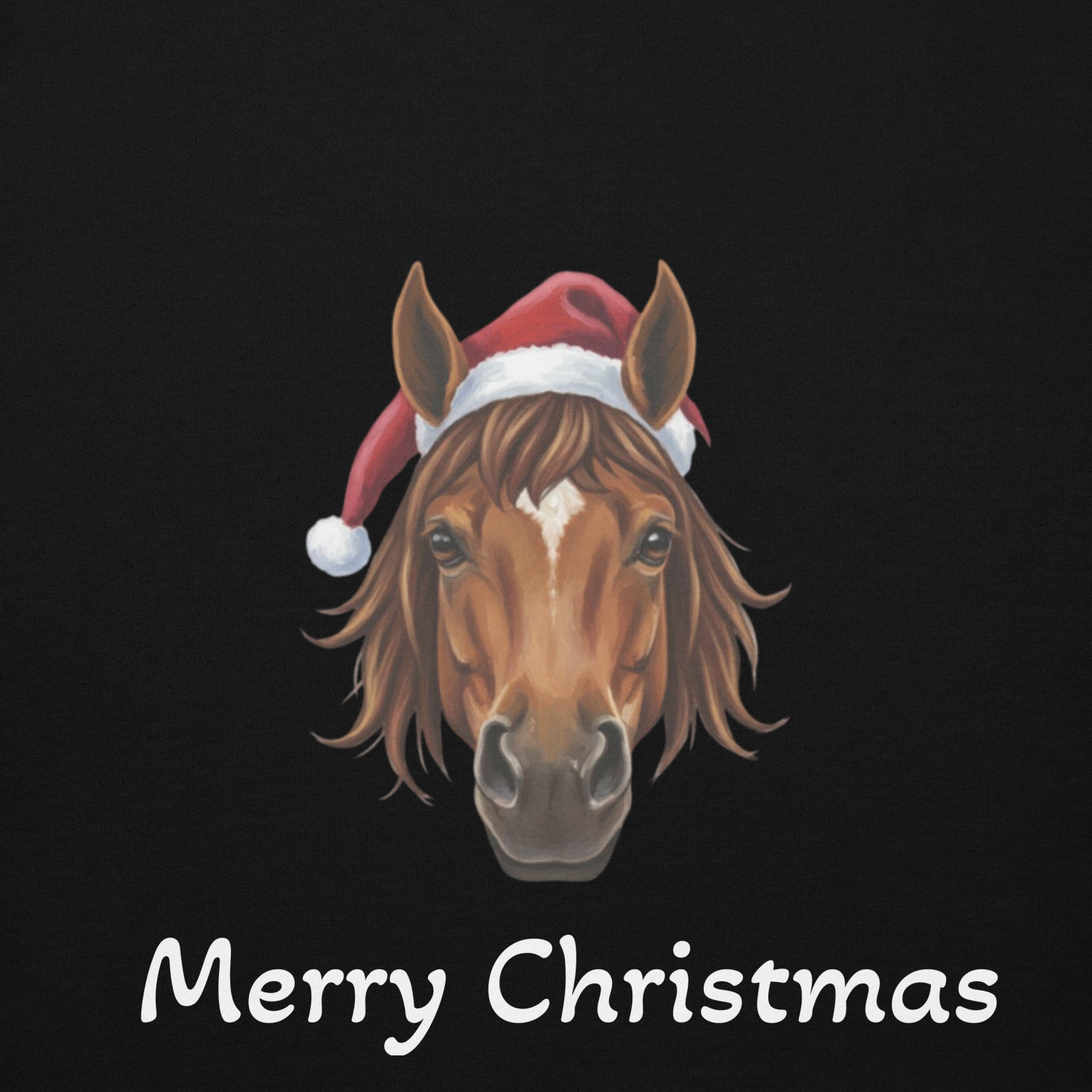 Black Santa Hat Horse Face Hoodie Sweatshirt
