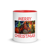 Merry Christmas Farm Horse Mug - Red Interior