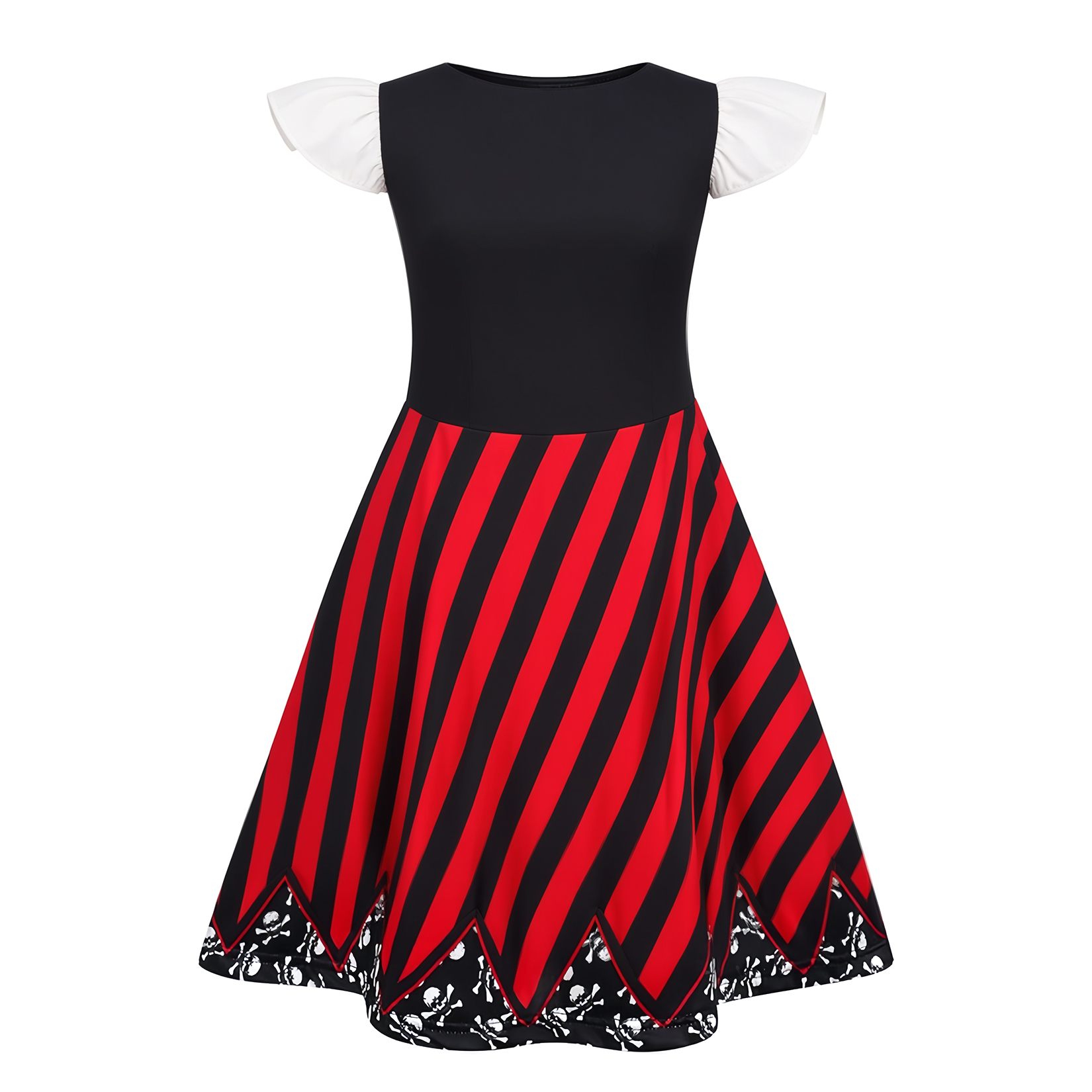 Girls Pirate Dress Toddler Buccaneer Costume Kids Dance Skirt Birthday Party Halloween Role Play Outfits-red