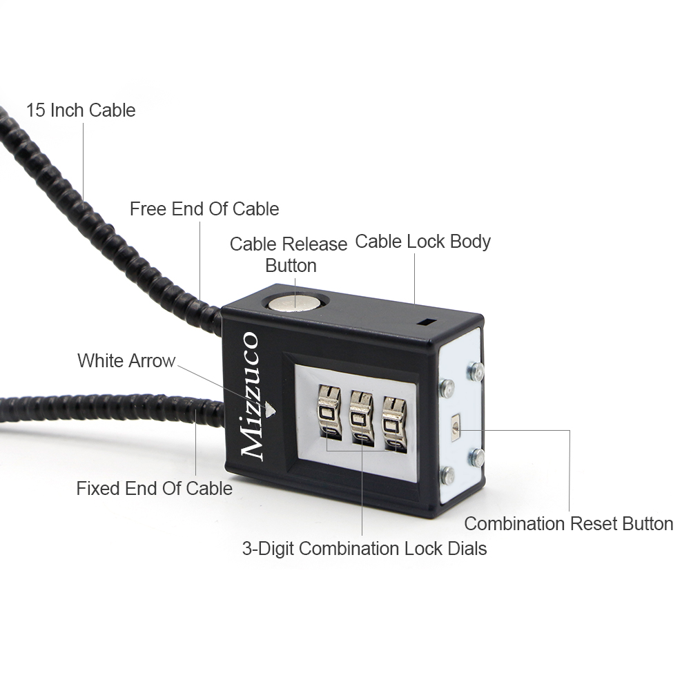 Mizzuco Trigger Lock 3 Digit Combination Gun Lock & Gun Cable Lock Compatible with Many Handguns,Rifles,Bb Gun and Shotguns (Cable Lock, Obsidian)