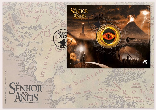Stamps - Portugal - First Day Cover with The Lord of the Rings Block