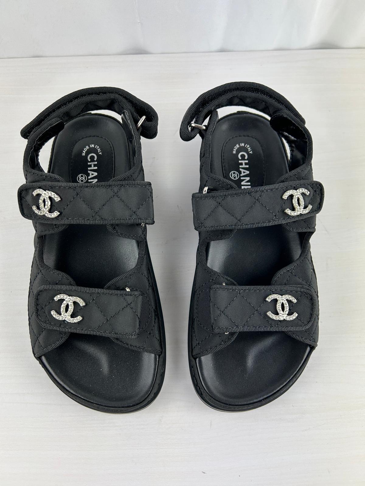 Chanel Quilted Logo Sandals