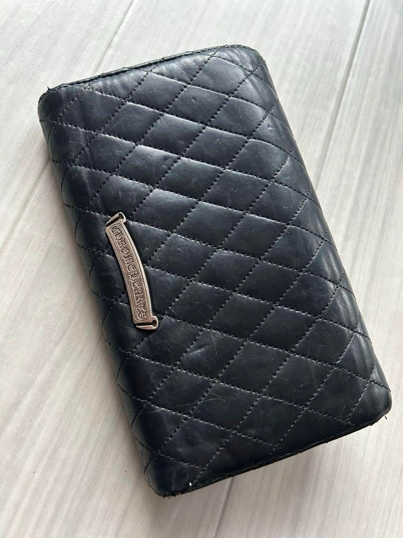 Black Quilted Chrome Hearts Leather Wallet