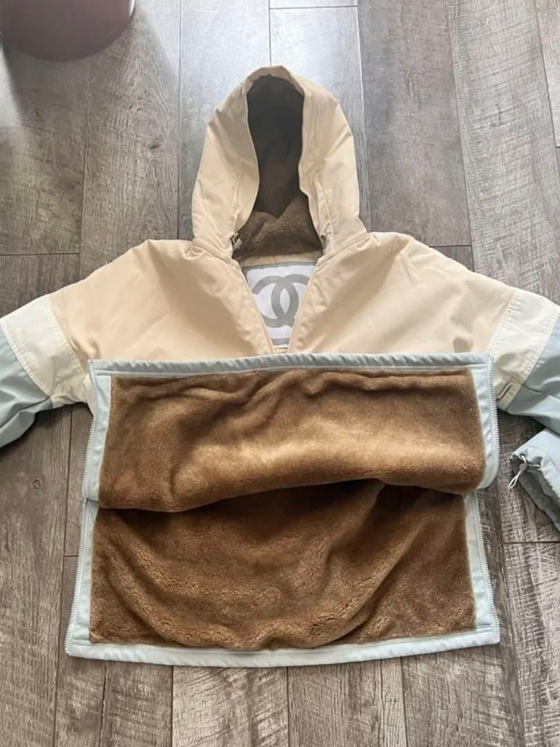 Beige and Brown CC Hooded Jacket