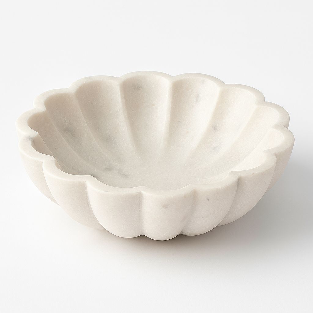 Marble flower-shaped bowl