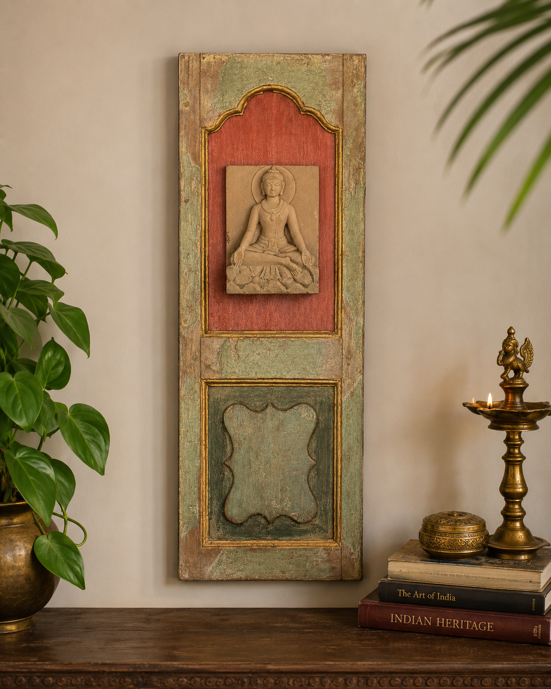 Antique Buddha Wall Panel