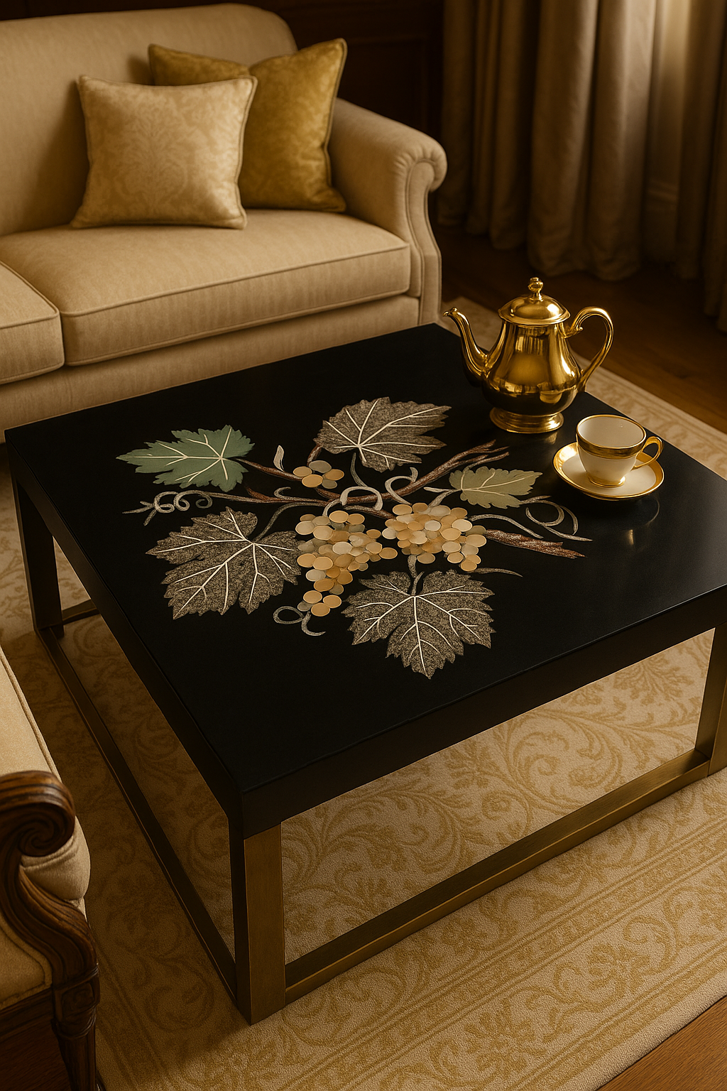 Elegant Black Inlay Coffee Table
