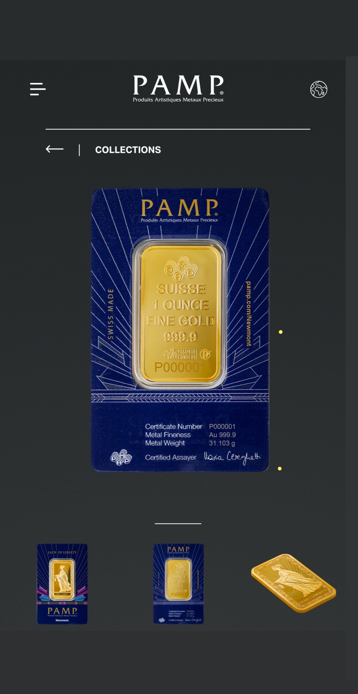 PAMP Suisse 1 Ounce Fine Gold Bar