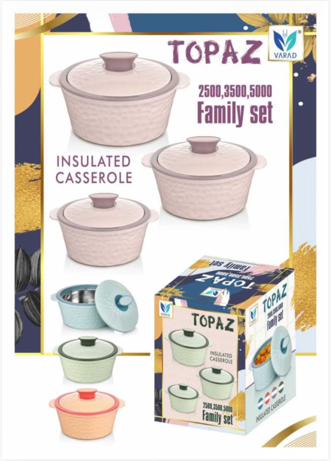 Topaz Insulated Casserole Family Set – 3 Piece Premium Hot Box Collection