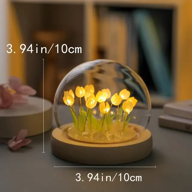 Tulip Flower Glass Dome Lamp