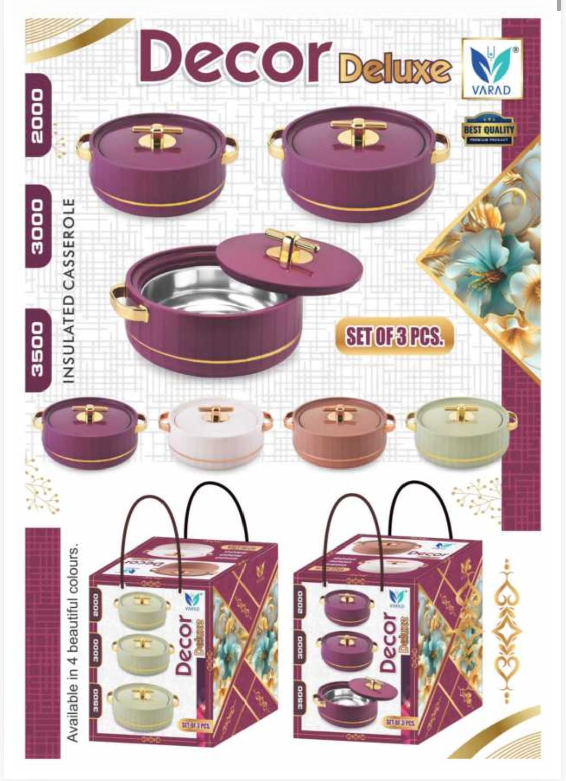 Decor Deluxe Insulated Casserole Set – 3 Piece Premium Hot Box Collection