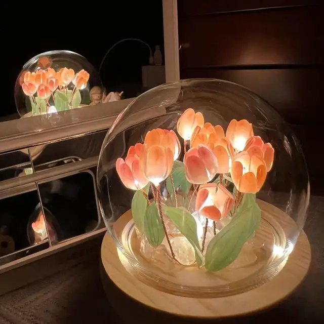 Tulip Flower Glass Dome Lamp