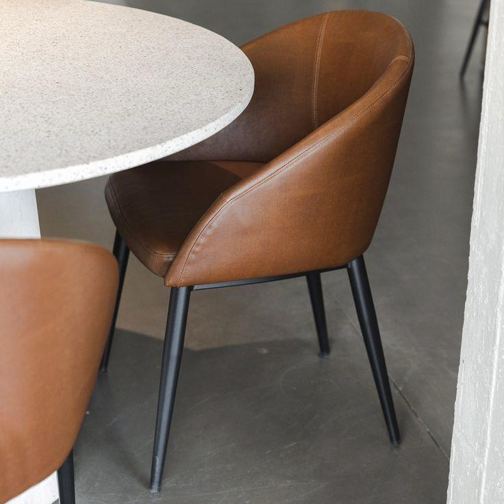 Modern Brown Leather Dining Chair