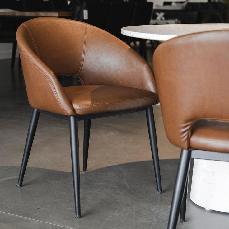 Modern Brown Leather Dining Chair