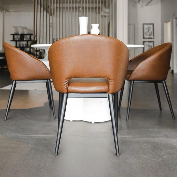 Modern Brown Leather Dining Chair