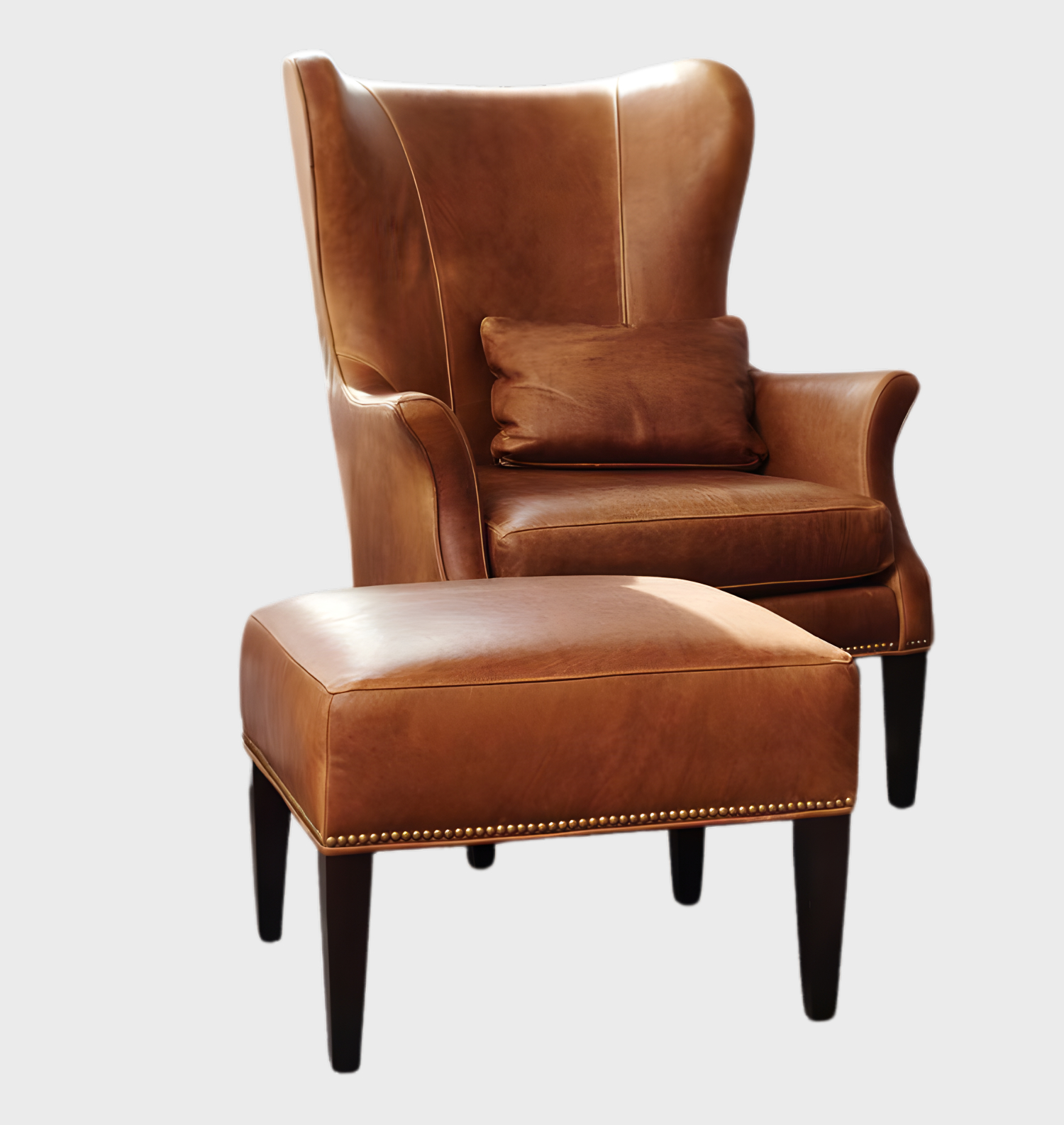 Classic Leather Armchair with Ottoman