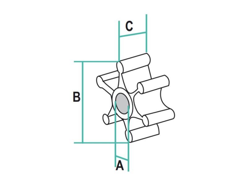 47-42038Q02 Mercury / Mariner Impeller 6 t/m 15 PK 2-Takt / 4-Takt