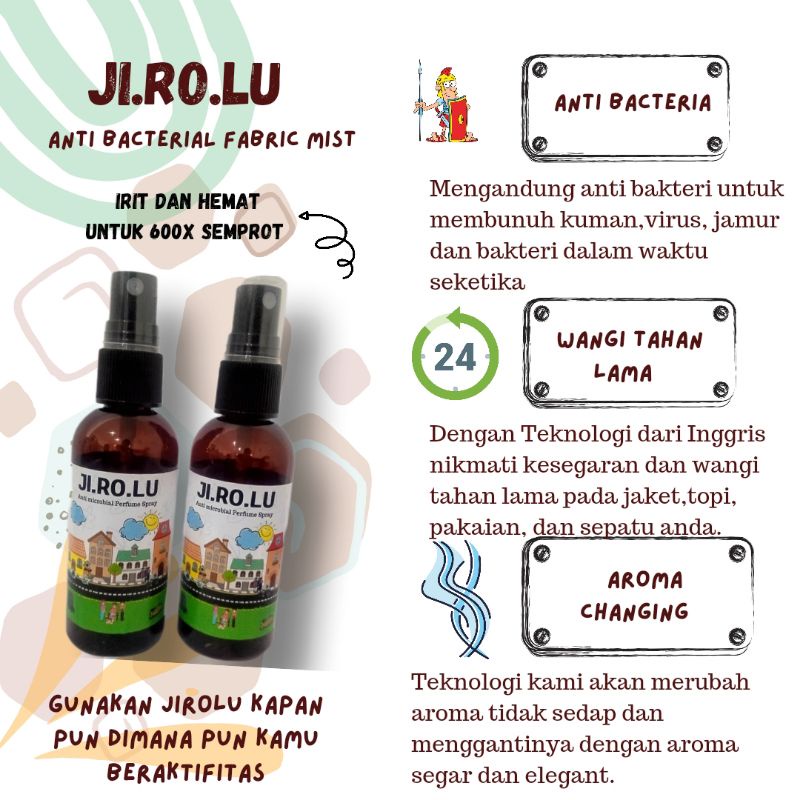 (JIROLU ) ANTI BACTERIAL PARFUM PENGHILANG BAU ROKOK, HELM, JAKET, SEPATU -JIROLU